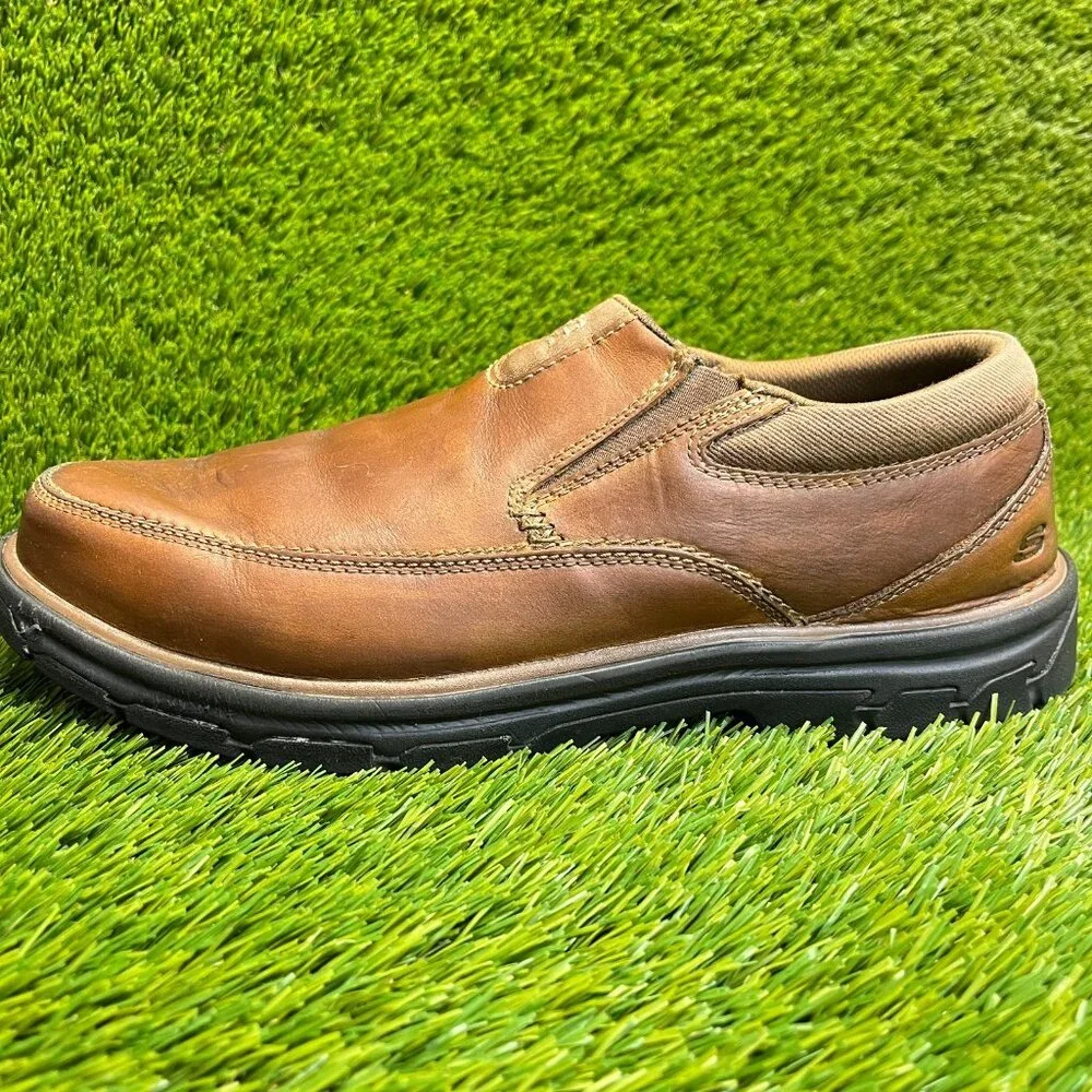 Skechers Segment The Search Mens Size 11 3E Brown Leather Slip-Ins Loafers Shoes